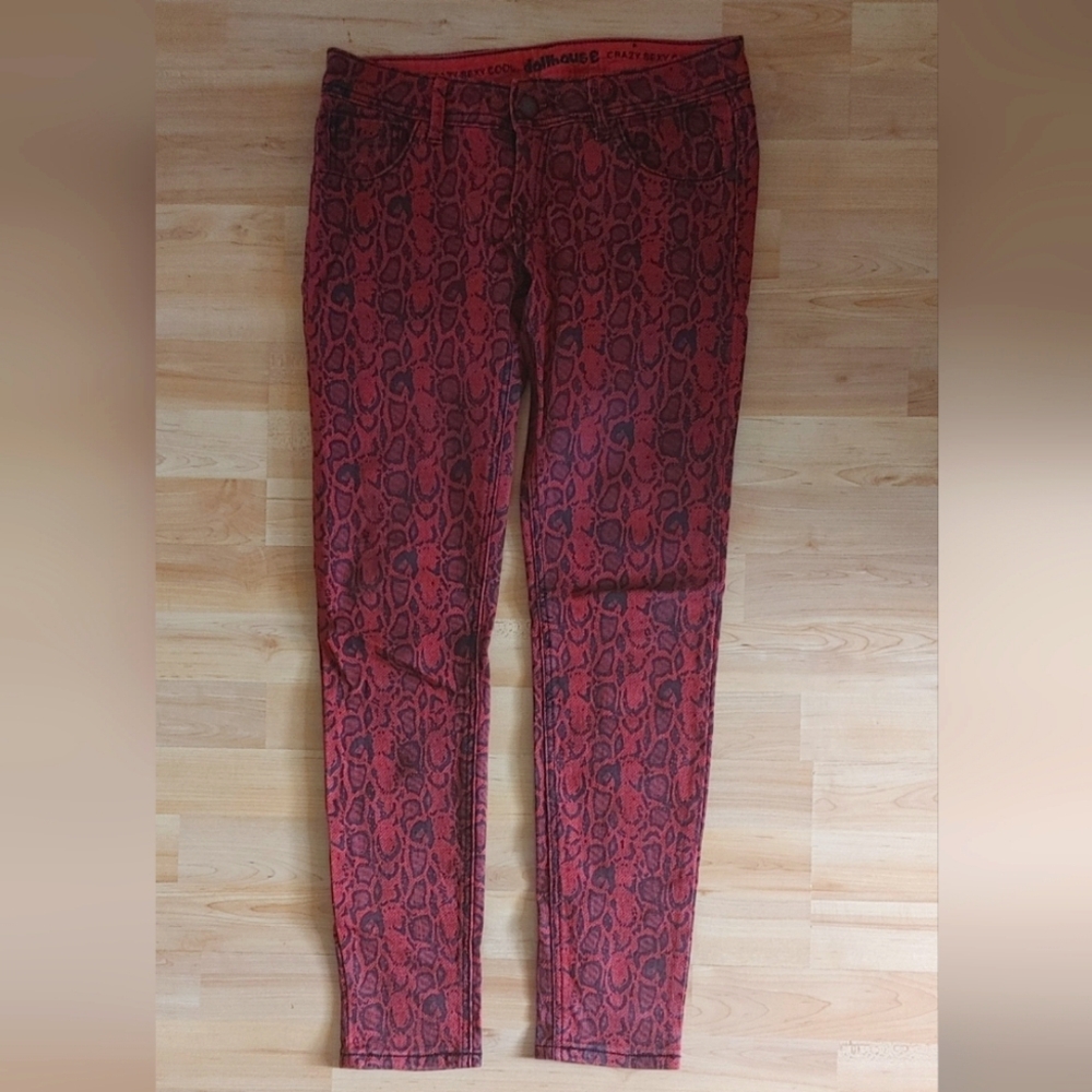 Red Snake Print Skinny Jeans Crazy Sexy Cool